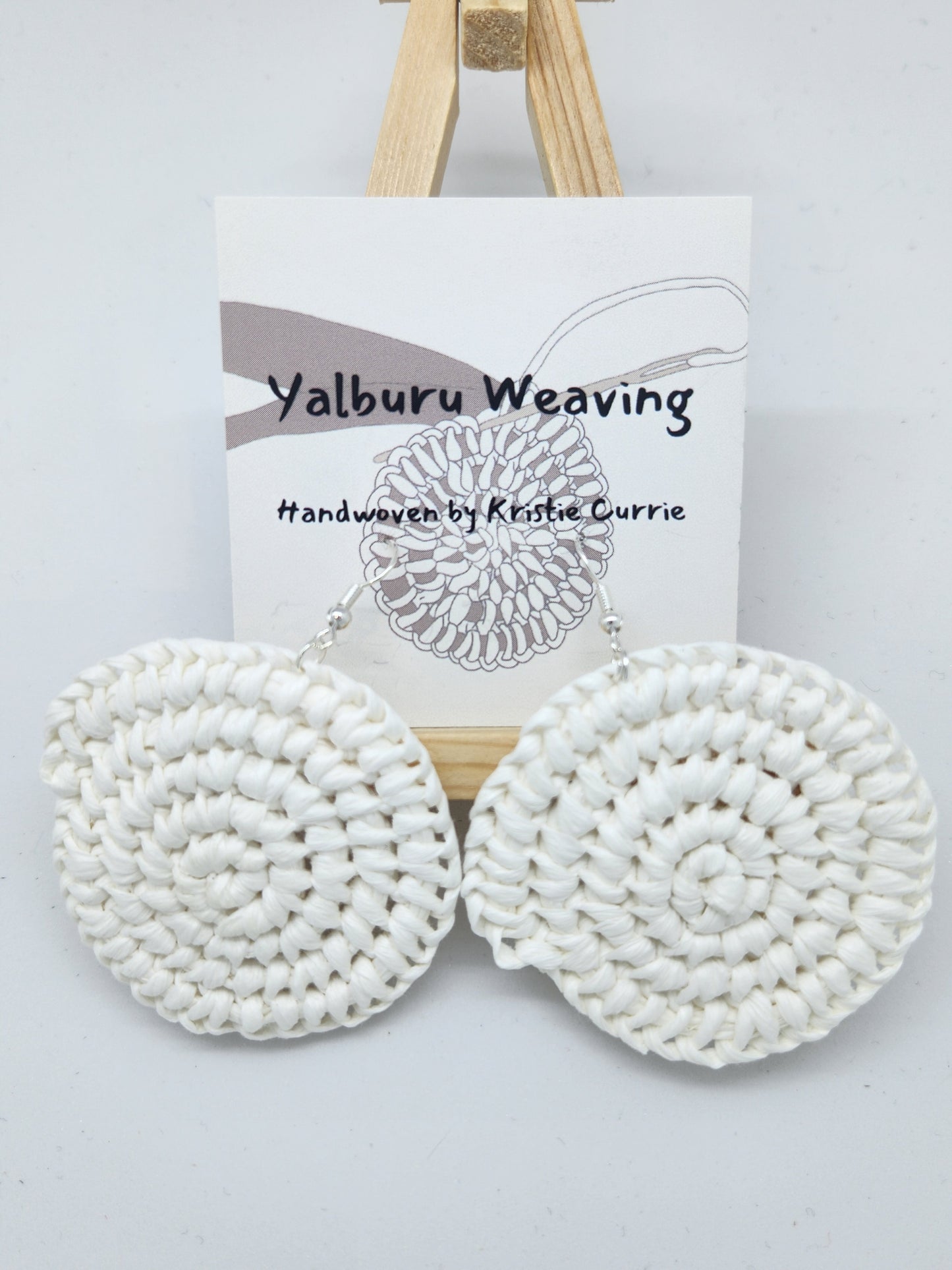 White Woven Earrings - Large