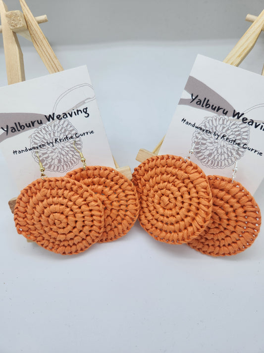 Orange Woven Earrings - Large