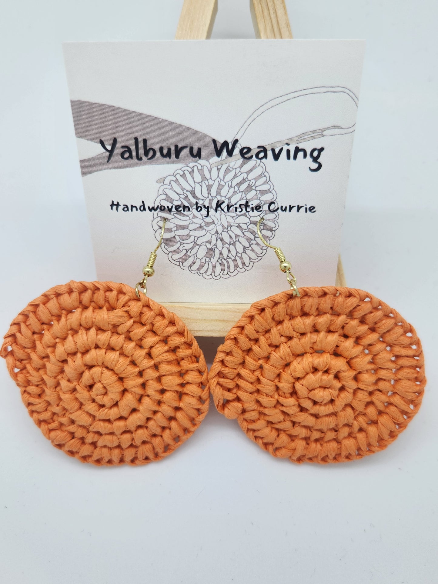 Orange Woven Earrings - Large