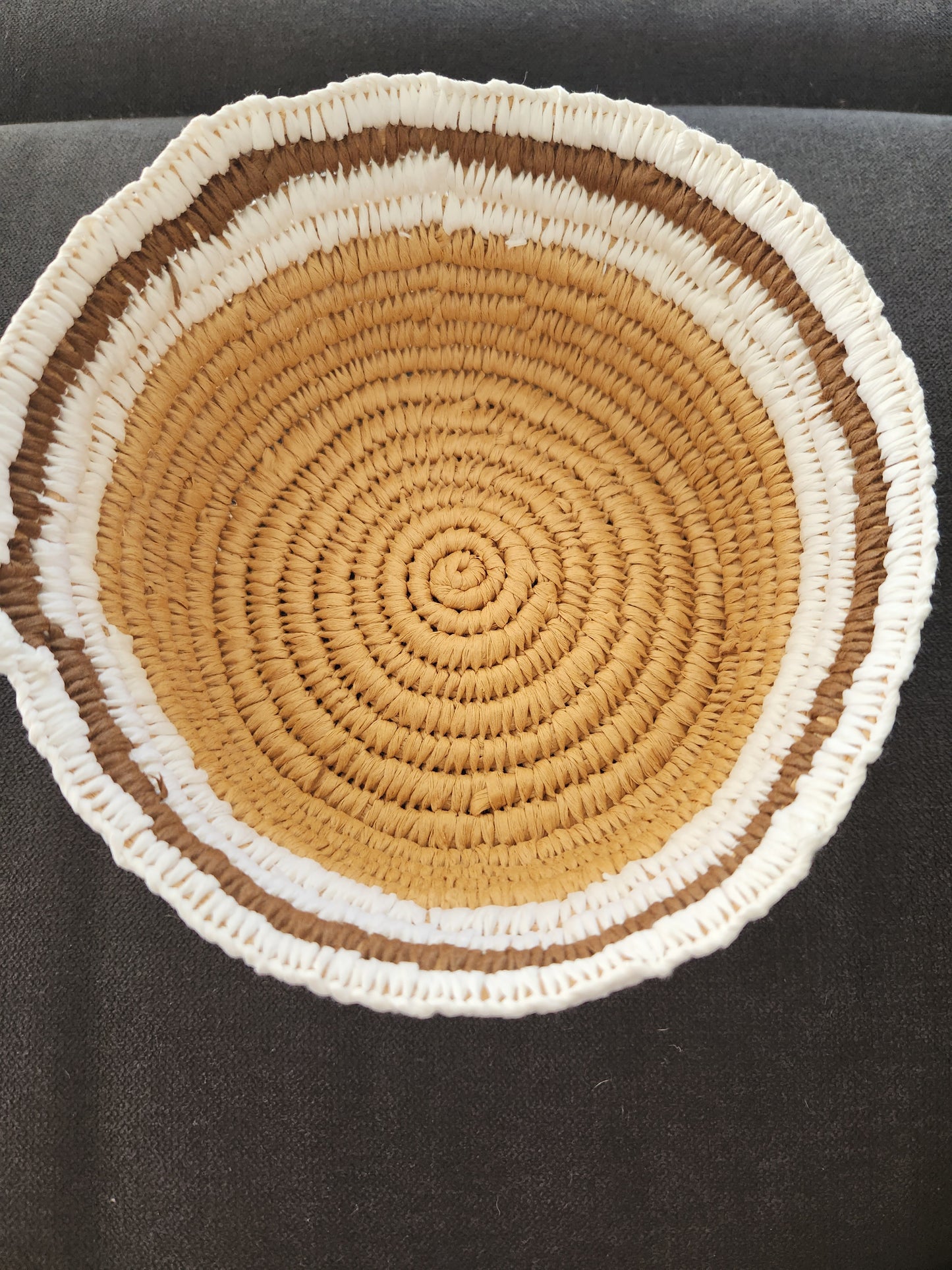 White and brown handwoven basket