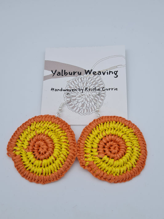 Orange and Yellow 2 Tone Woven Earrings