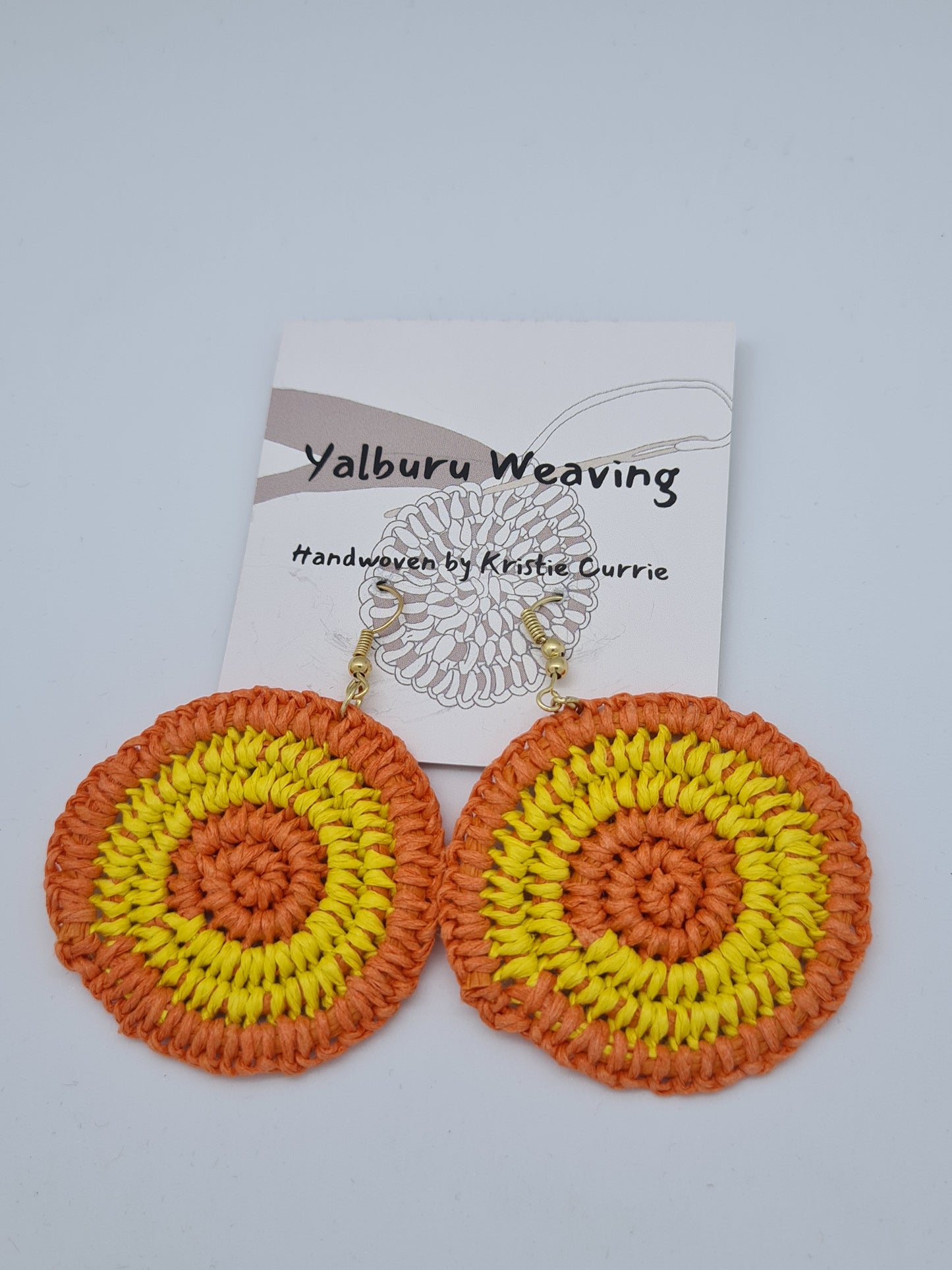 Orange and Yellow 2 Tone Woven Earrings