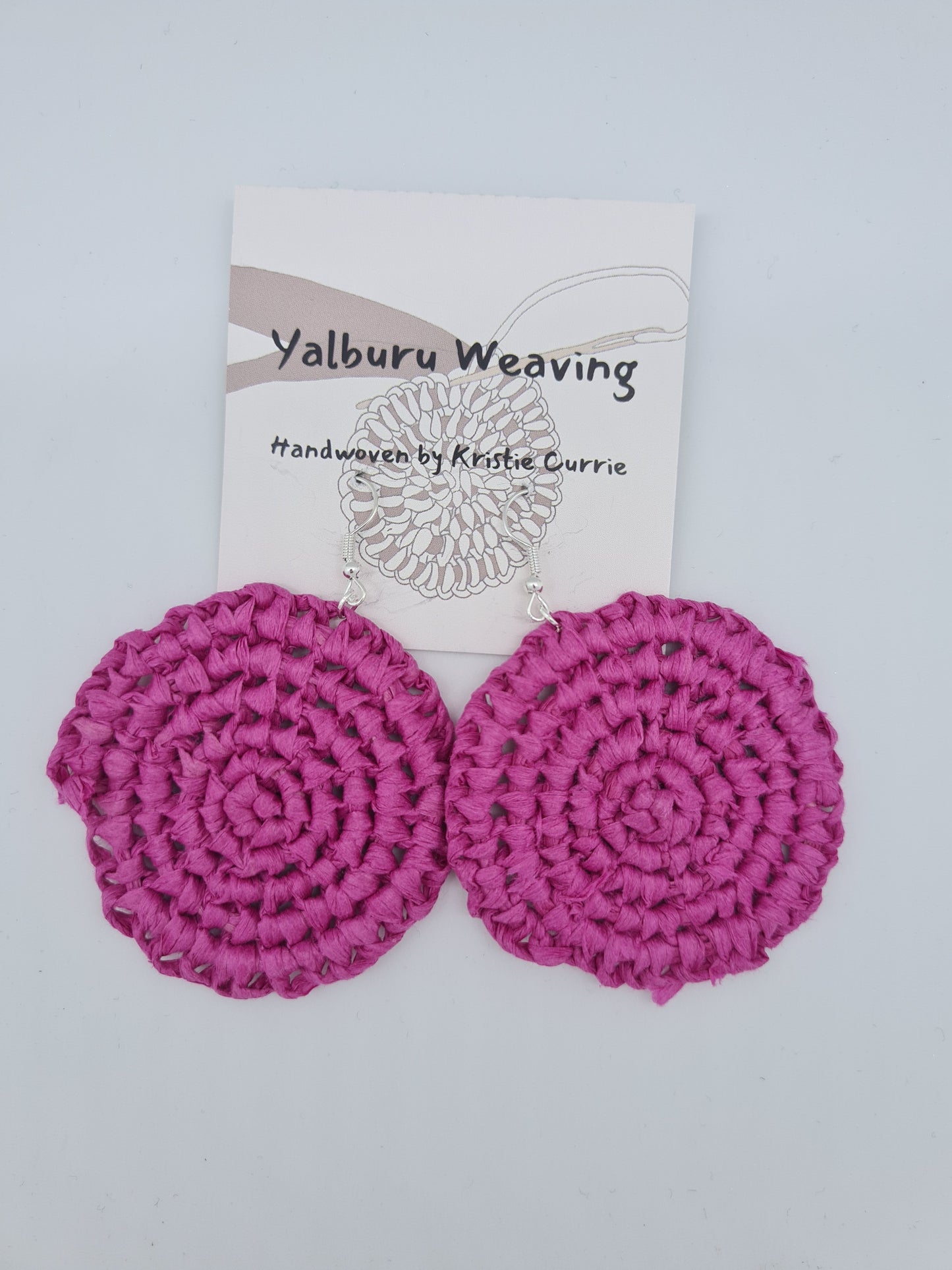 Pink Woven Earrings - Large