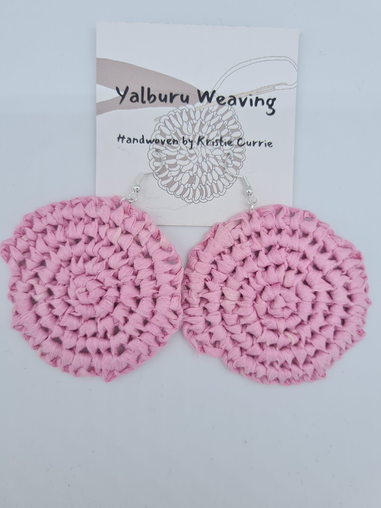 Light Pink Woven Earrings - Large