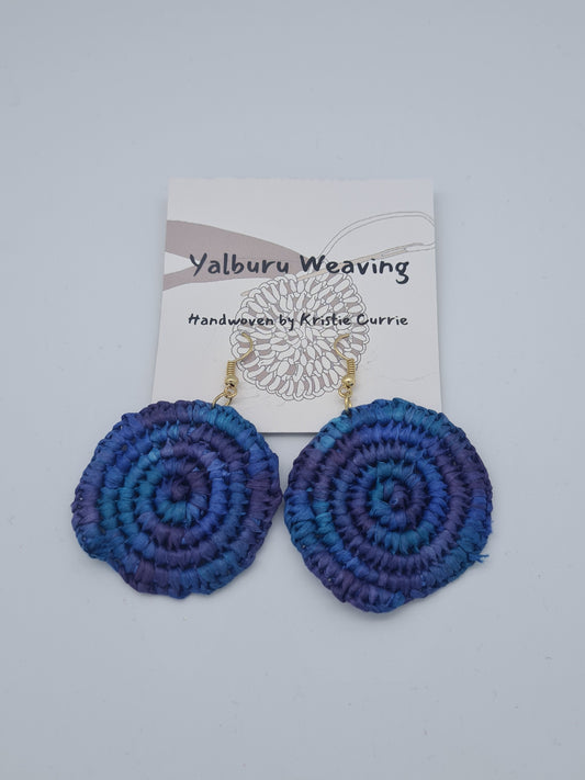 Dark Blue Multi Coloured Woven Earrings