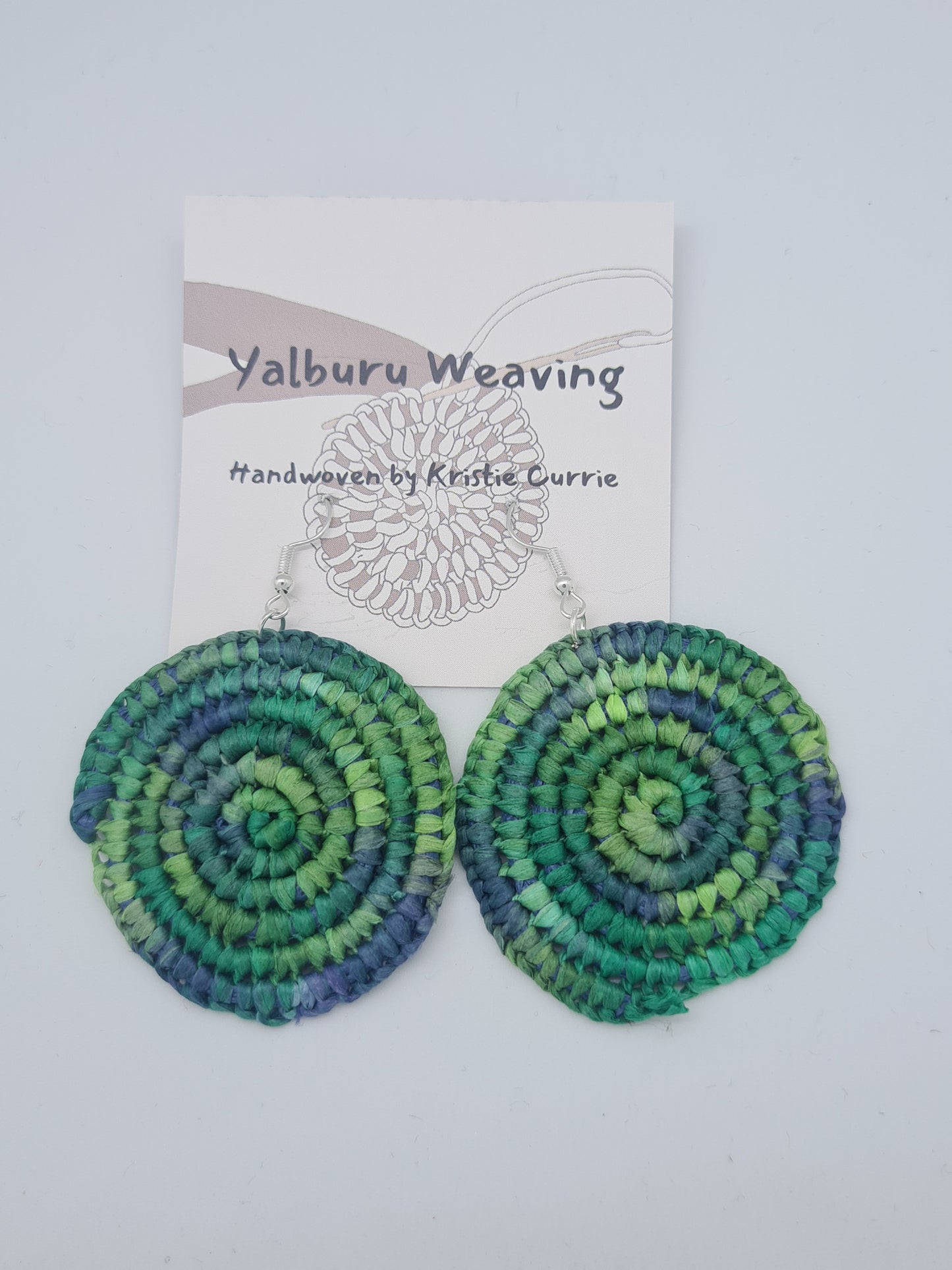 Green Multi Coloured Woven Earrings