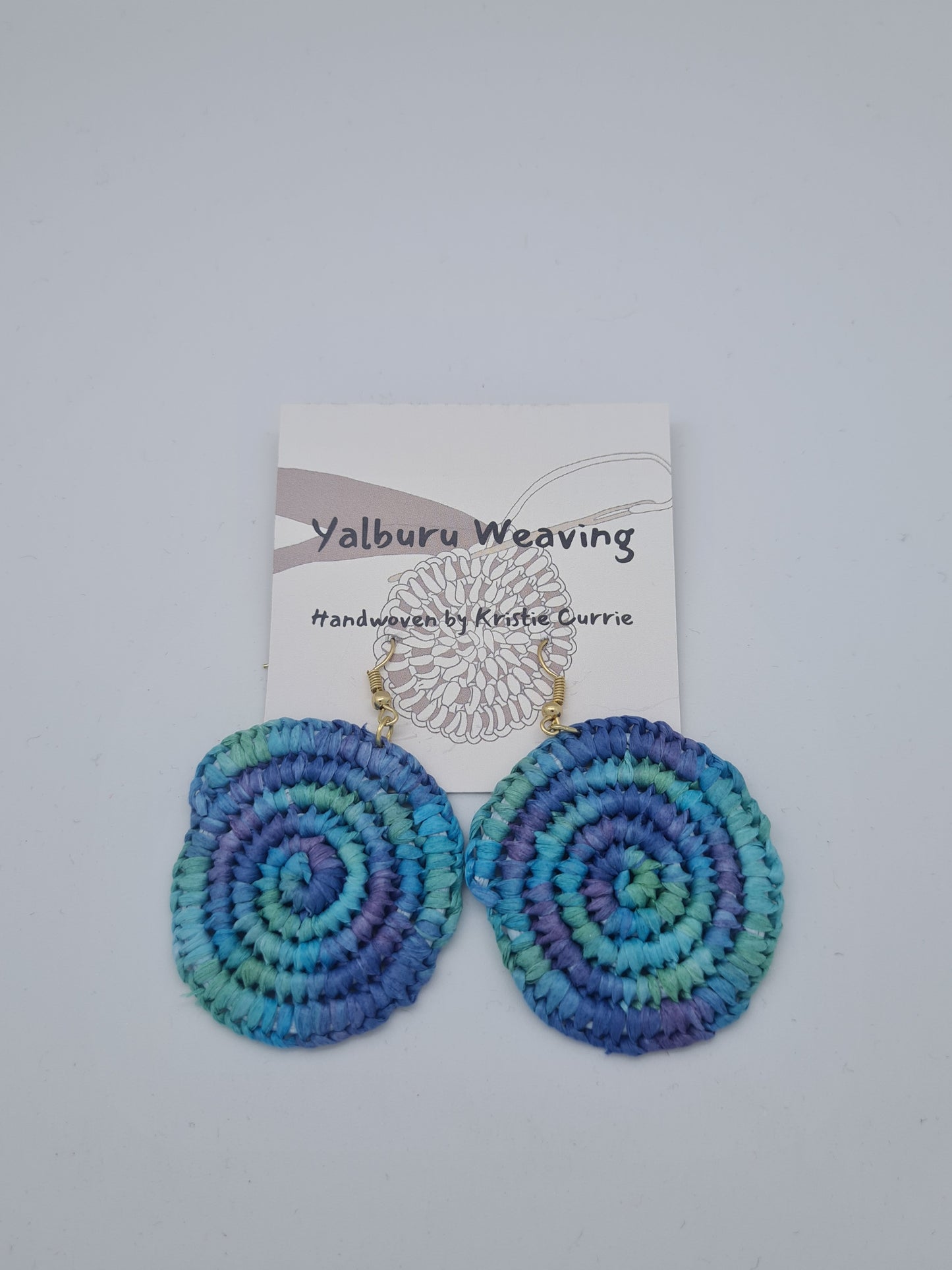 Light Blue Multi Coloured Woven Earrings