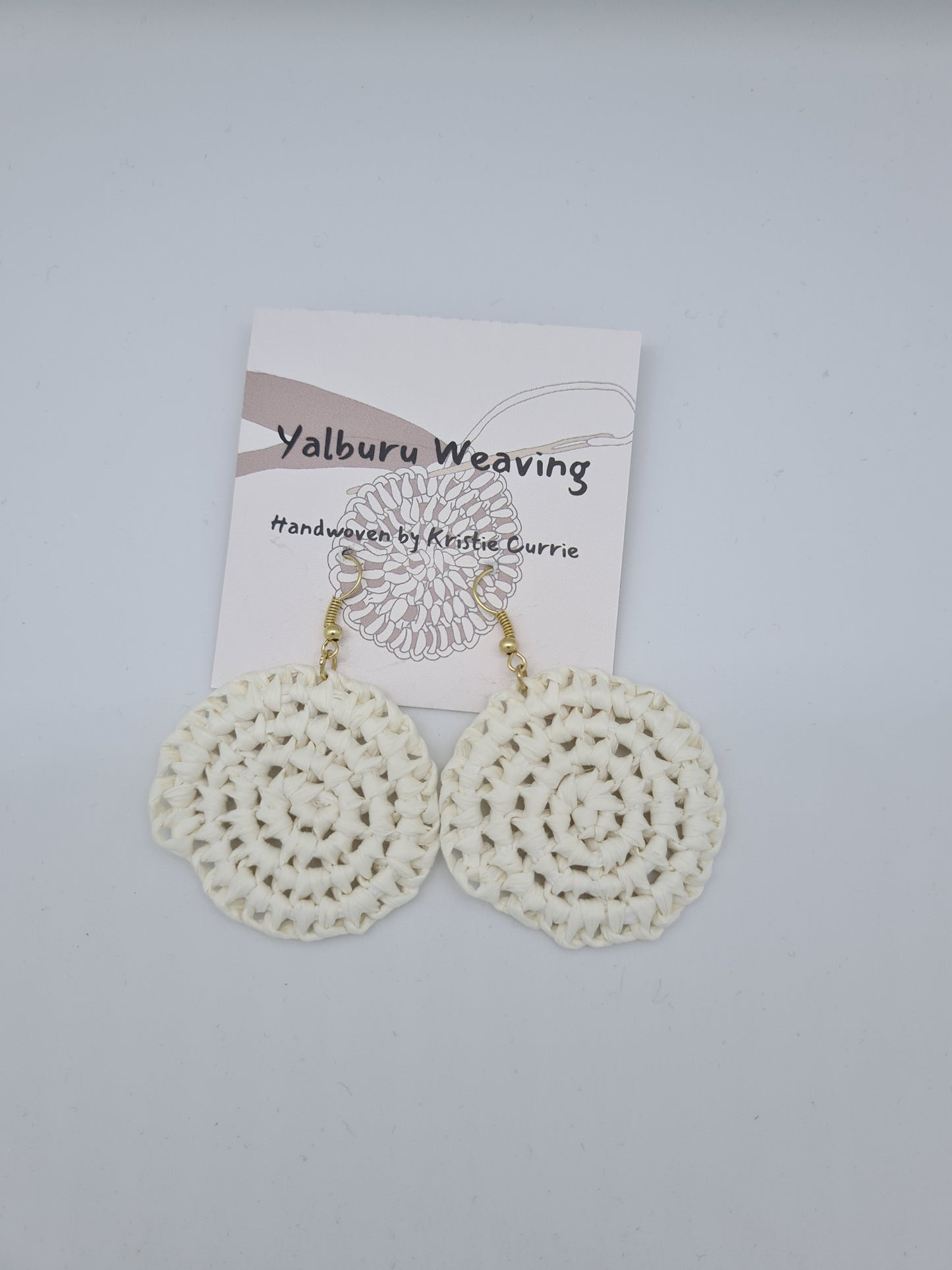 White Woven Earrings - Small