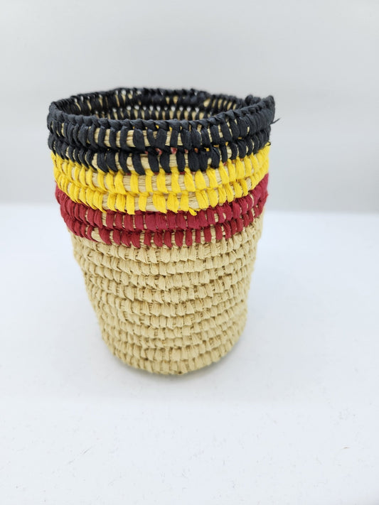 Aboriginal Flag Colours Pen Holder Basket - Yalburu Weaving