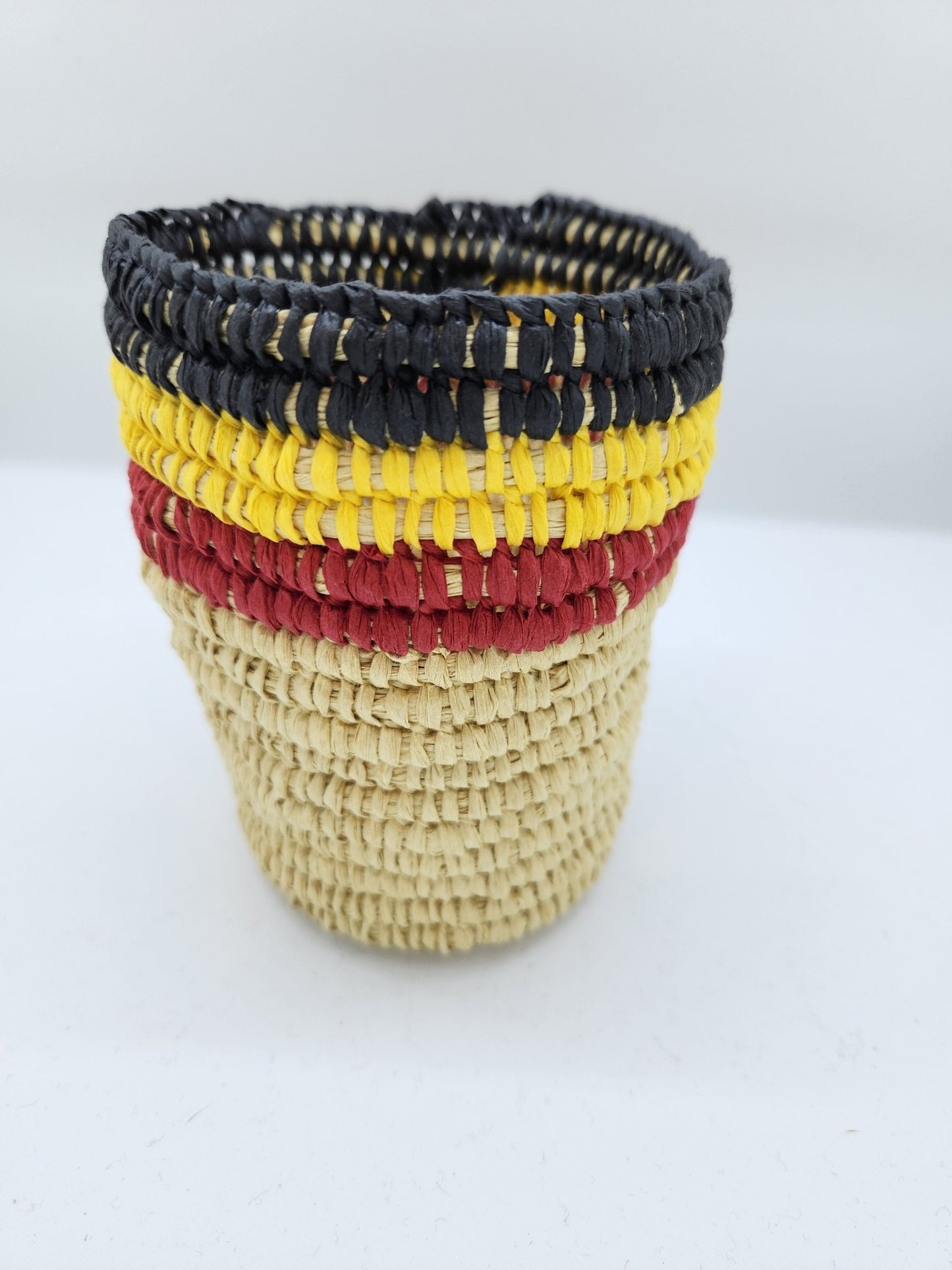 Aboriginal Flag Colours Pen Holder Basket - Yalburu Weaving