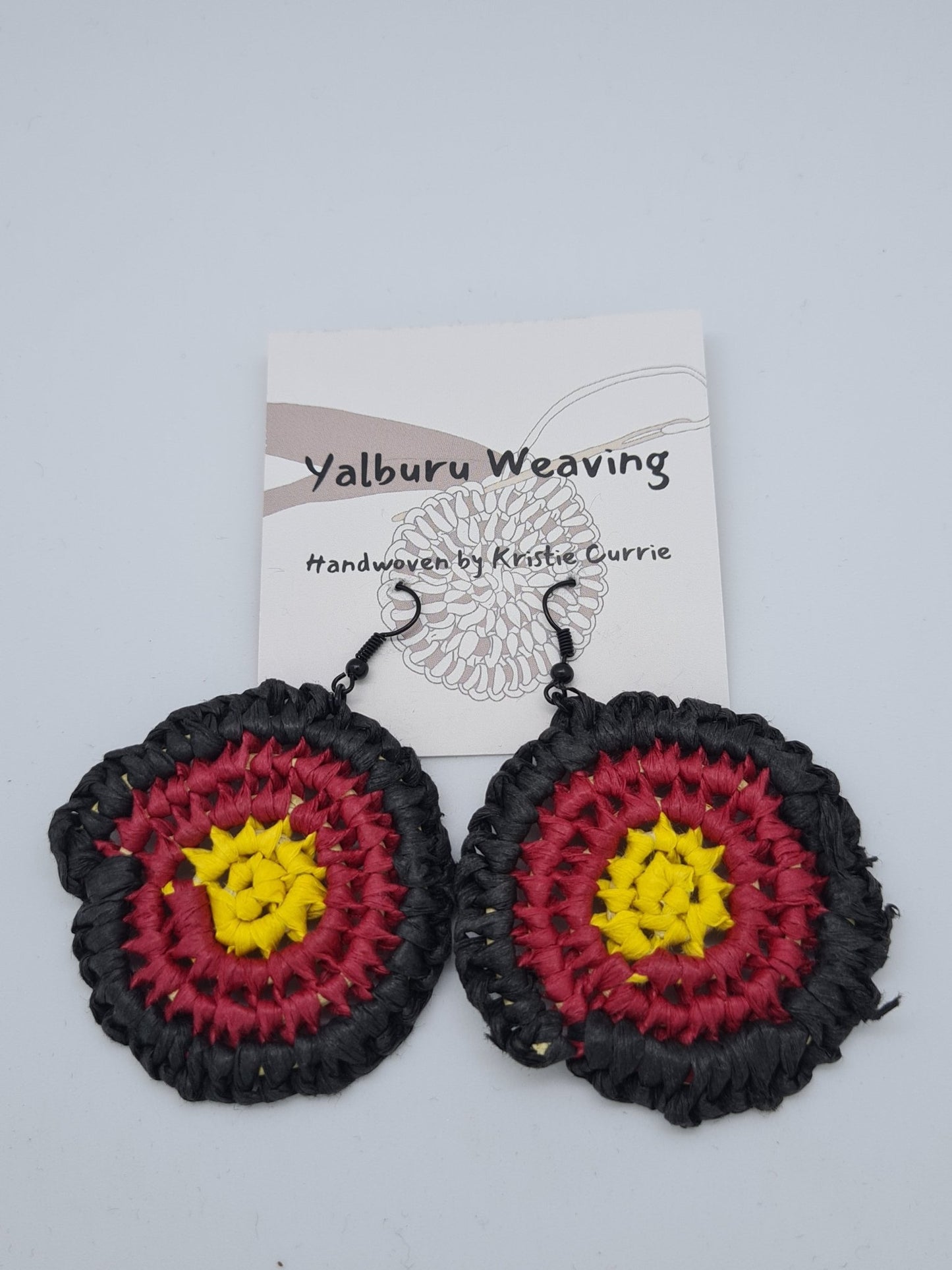 Aboriginal Flag Colours Woven Earrings - Yalburu Weaving