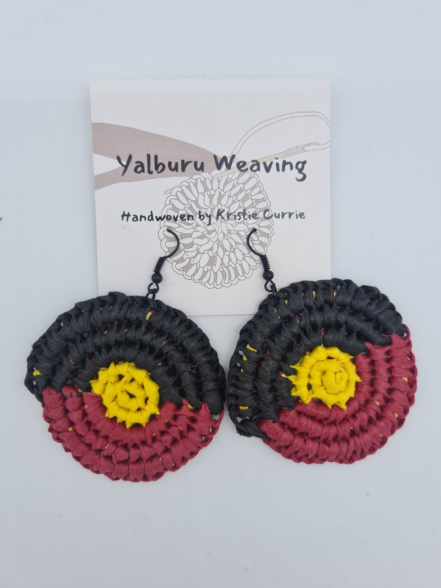 Aboriginal Flag Woven Earrings - Large - Yalburu Weaving