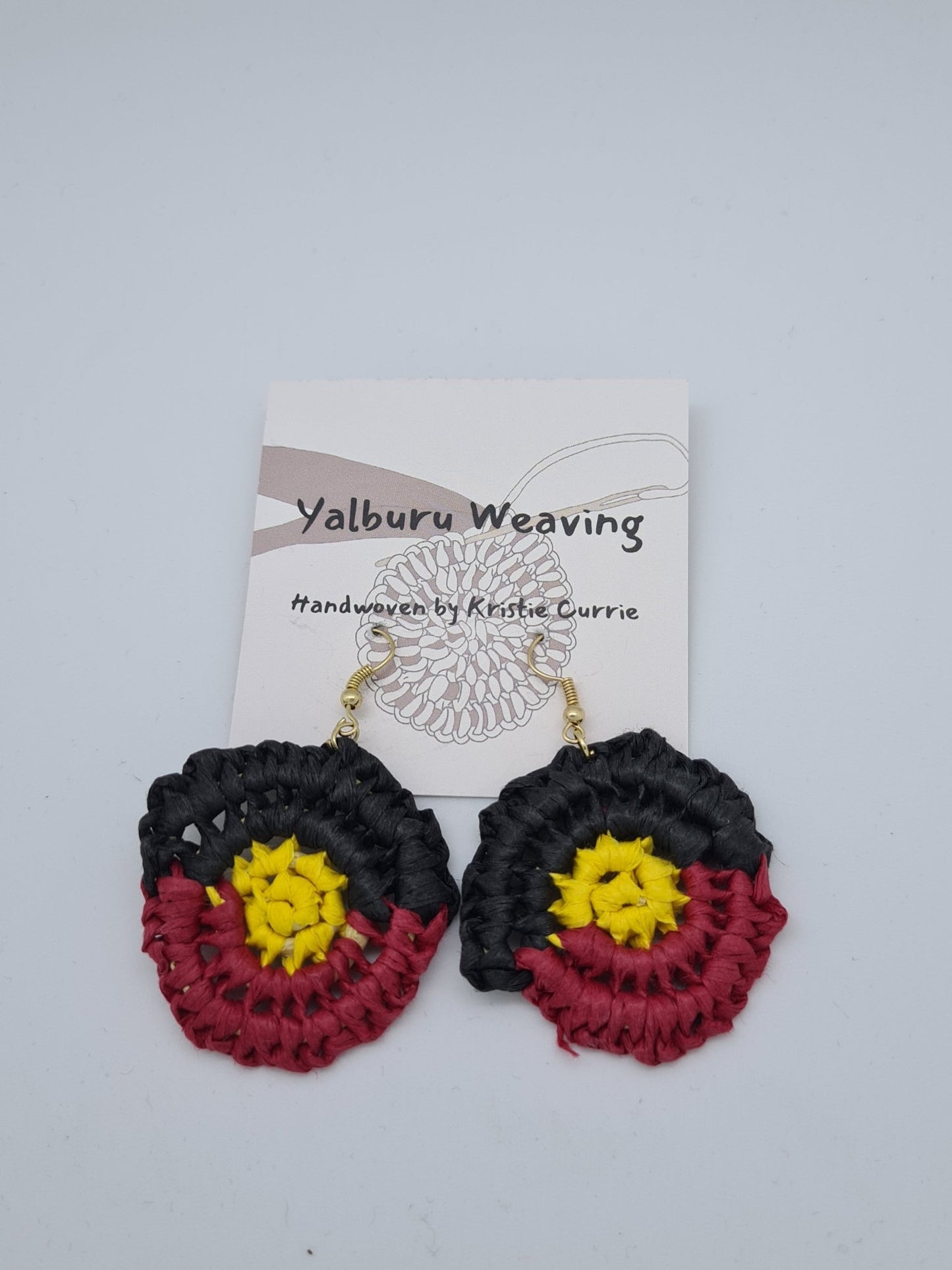 Aboriginal Flag Woven Earrings - Small - Yalburu Weaving