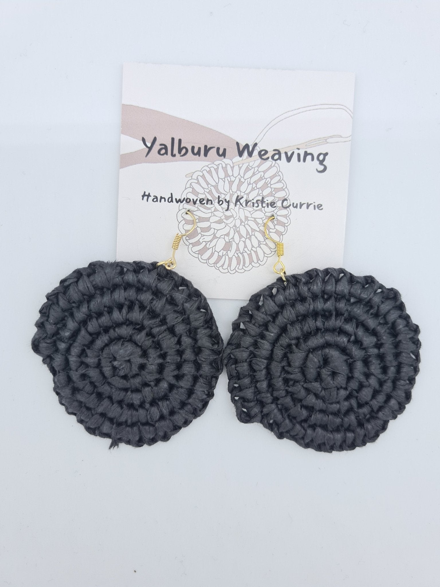 Black Woven Earrings - Large - Yalburu Weaving