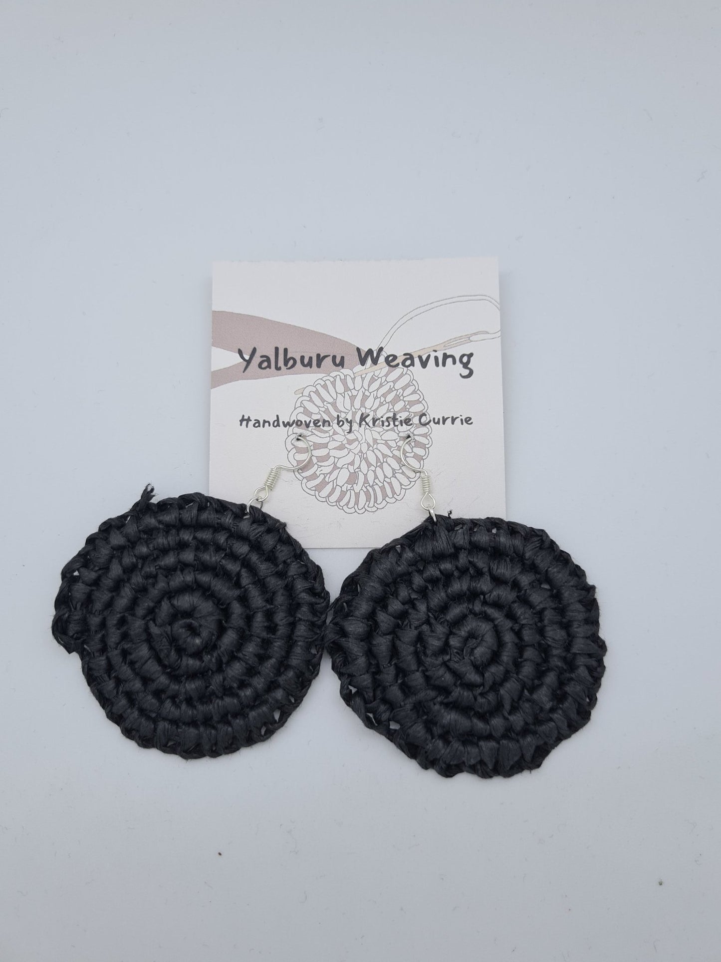 Black Woven Earrings - Large - Yalburu Weaving