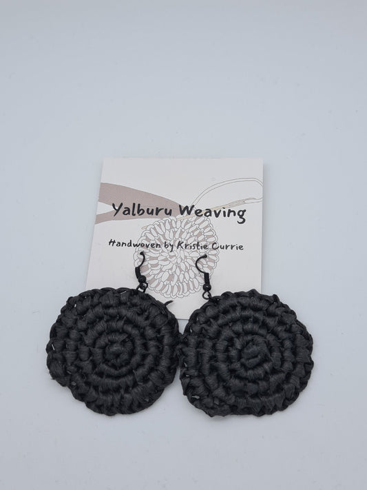 Black Woven Earrings - Large - Yalburu Weaving