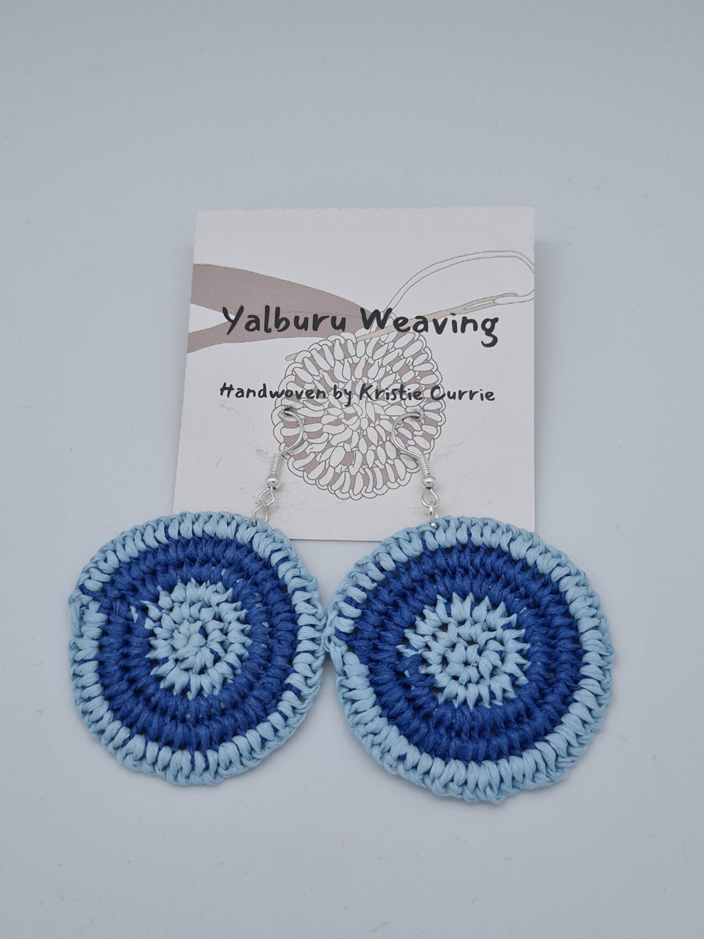Blue 2 Tone Woven Earrings - Yalburu Weaving