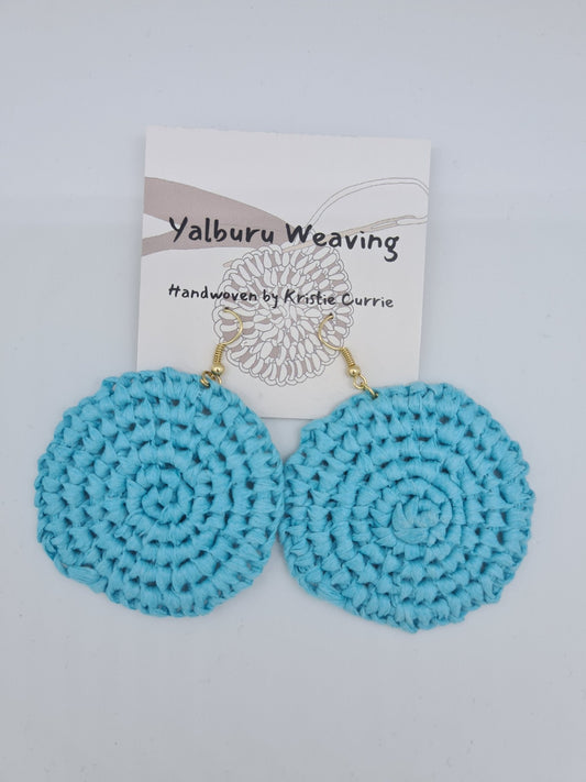 Blue Woven Earrings - Large - Yalburu Weaving