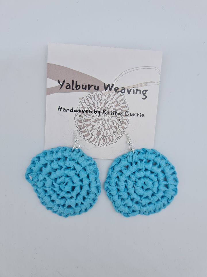 Blue Woven Earrings - Small - Yalburu Weaving