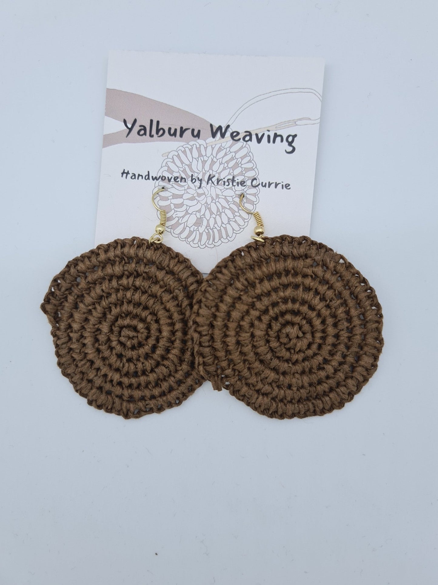 Brown Woven Earrings - Yalburu Weaving